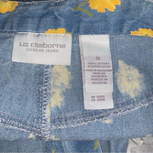 Liz Clairborne Vintage Skirt Size 8 US Denim Yellow  Flowers Floral‎ Knee-Length - Picture 8 of 10